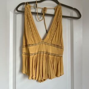 Free People Lace Trim Top